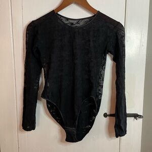 CHANTAL THOMASS PARIS | Black Lace Long-Sleeve Bodysuit | Size S
